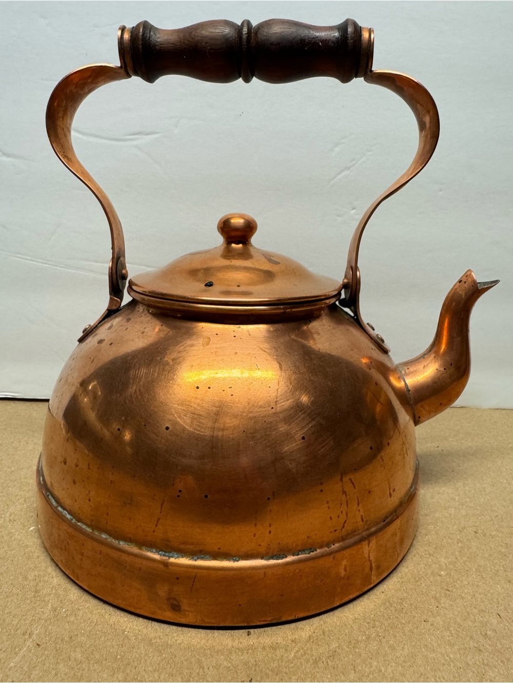 VTG Antique Tagus R.52 Copper Tea Kettle w/Wooden Handle